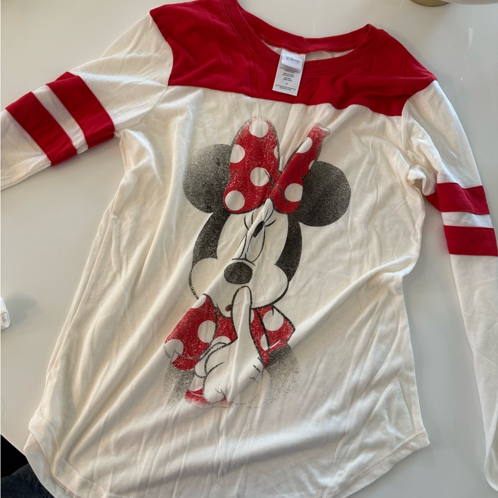 Disney Minnie Mouse Red and White Long Sleeve Tee